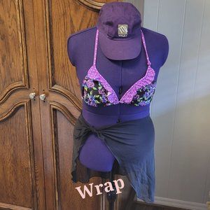 Black sarong coverup tie swimsuit beach wrap. Sz: S/M
